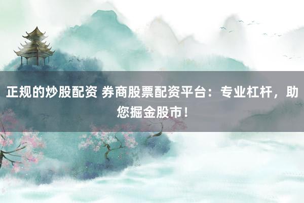 正规的炒股配资 券商股票配资平台：专业杠杆，助您掘金股市！