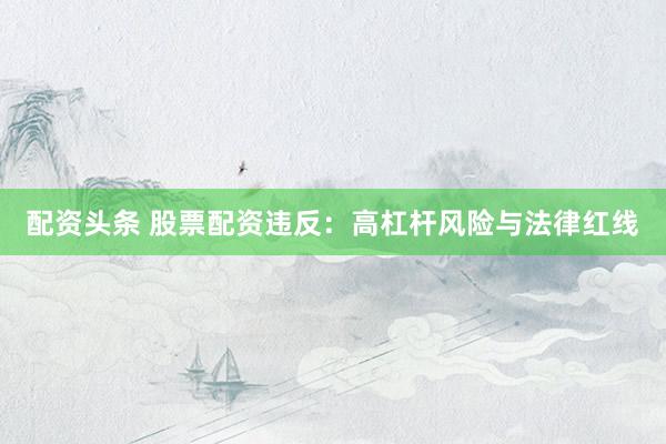 配资头条 股票配资违反：高杠杆风险与法律红线