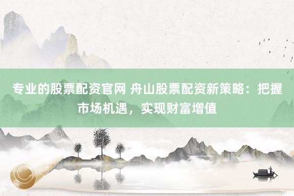 专业的股票配资官网 舟山股票配资新策略：把握市场机遇，实现财富增值