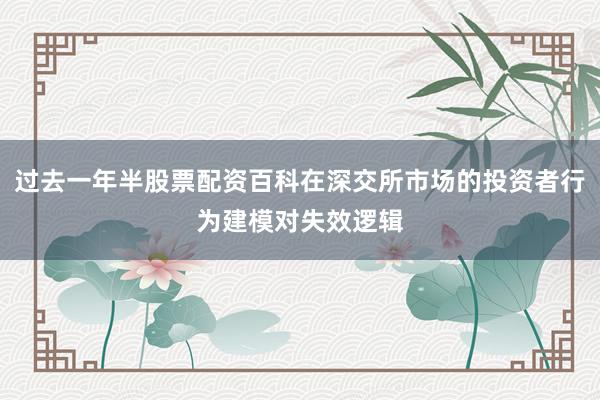 过去一年半股票配资百科在深交所市场的投资者行为建模对失效逻辑