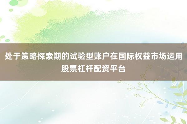 处于策略探索期的试验型账户在国际权益市场运用股票杠杆配资平台