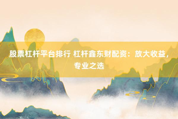 股票杠杆平台排行 杠杆鑫东财配资：放大收益，专业之选