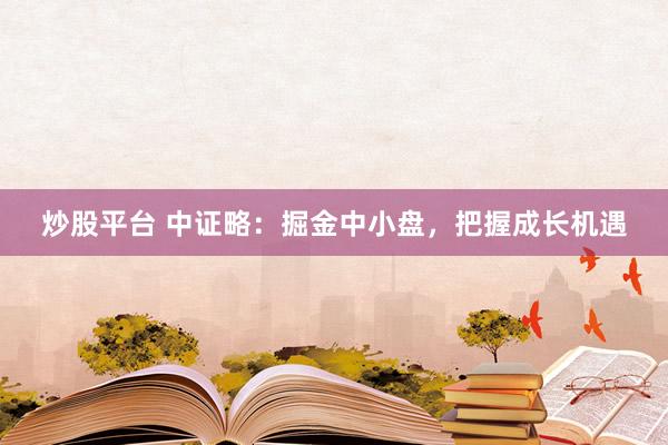 炒股平台 中证略：掘金中小盘，把握成长机遇