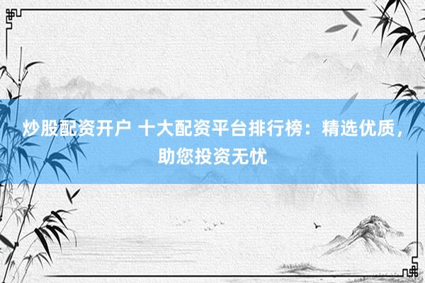 炒股配资开户 十大配资平台排行榜：精选优质，助您投资无忧