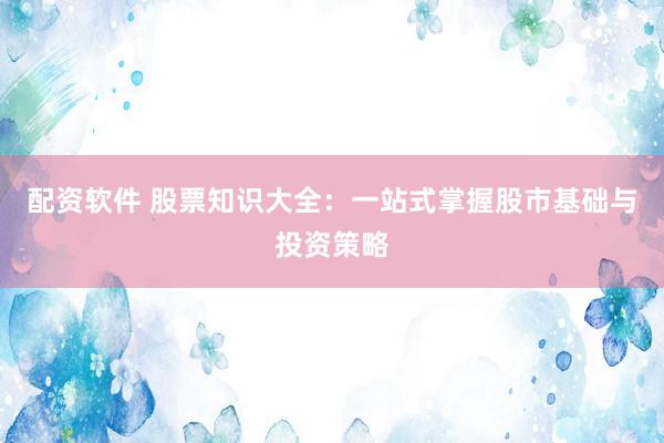 配资软件 股票知识大全：一站式掌握股市基础与投资策略