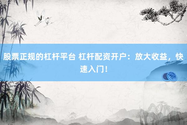 股票正规的杠杆平台 杠杆配资开户：放大收益，快速入门！